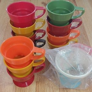 80's plastic Solo Cozy Cup holders in assorted colors, Set of 12
